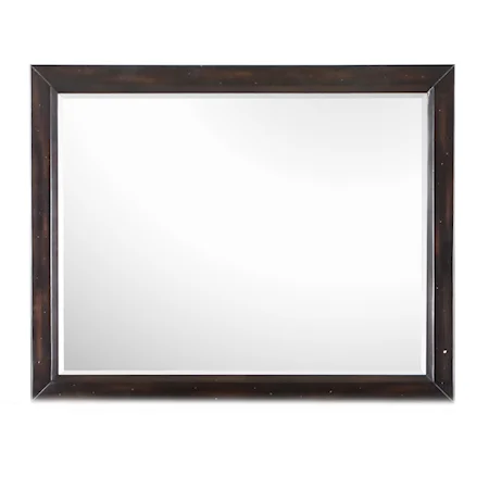 Rectangular Landscape Mirror with Wooden Frame